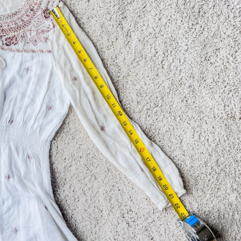 Fate Embroidered White Boho Blouse Size Small - Picture 12 of 14